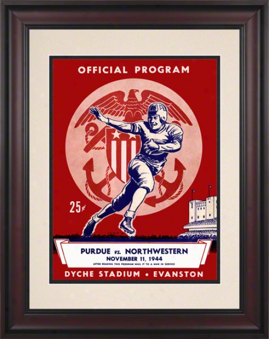 1944 Northwestern Vs. Purdue 10.5x14 Framed Historic Football Print