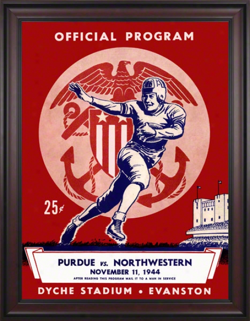 1944 Northwestern Vs. Purdue 36 X 48 Framed Canvas Historic Football Print