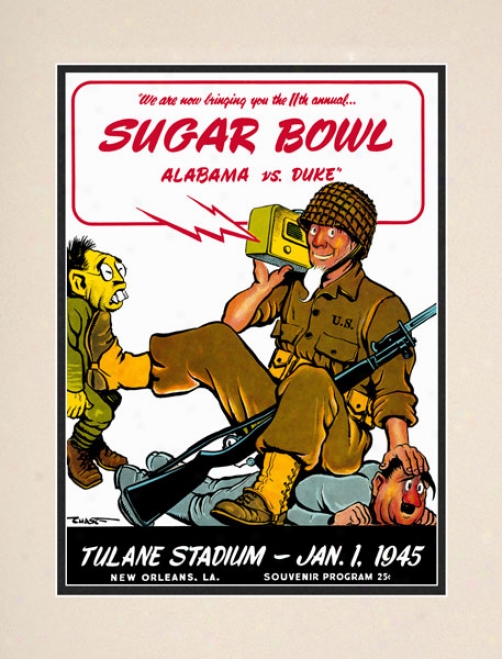 1945 Duke Blue Devils Vs. Alabama Cimson Tide 10.5x14 Matted Historic Football Print