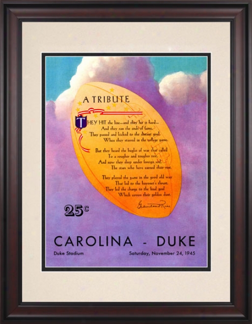 1945 Duke Blue Devils Vs. North Carolina Tar Heels 10.5x14 Framed Historic Football Print