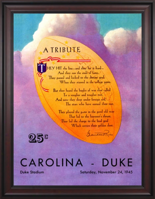 1945 Duke Azure Devkls Vs. North Carolina Tar Heels 36 X 48 Framed Canvas Historif Football Print