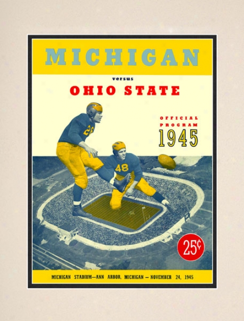 1945 Michigan Wilverines Vs. Ohio State Buckeyes 10.5x14 Matted Historic Football Print