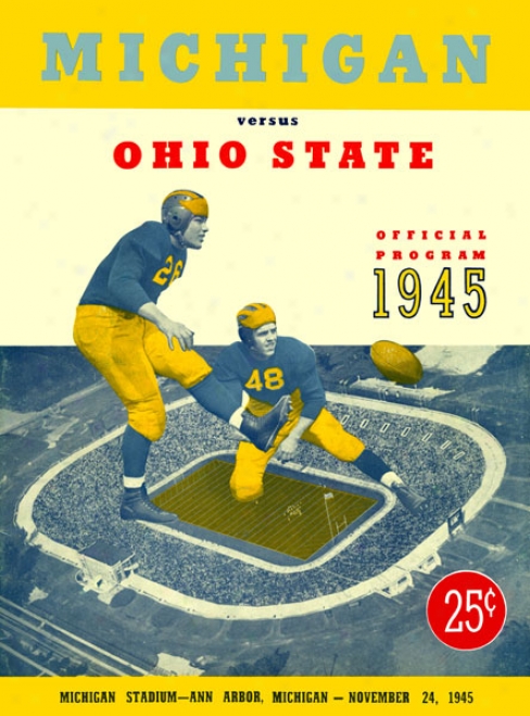 1945 Michigan Wolverines Vs. Ohio State Buckeyes 22 X 30 Canvas Historic Football Print