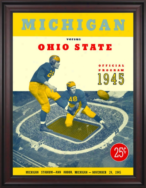 1945 Michigan Wolverines Vs. Ohio State Buckeyes 36 X 48 Framed Canvas Historic Football Print