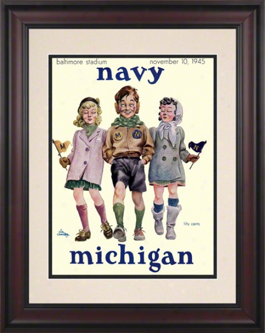 1945 Navy Vs. Michigan 10.5x14 Framed Historic Football Print