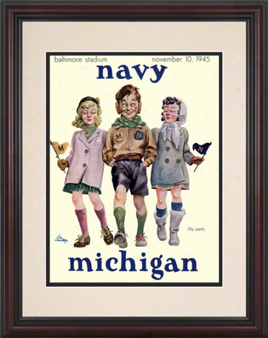 1945 Navy Vs. Michigan 8.5 X 11 Framed Historic Football Print