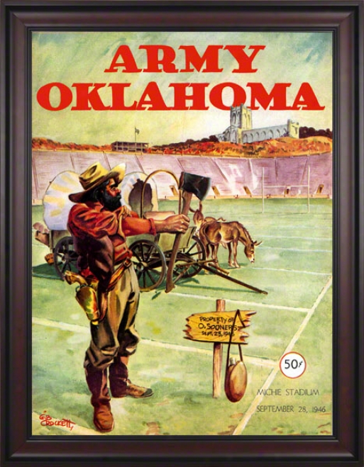 1946 Army Vs Oklahoma 36 X 48 Framed Canvas Historic Football Print