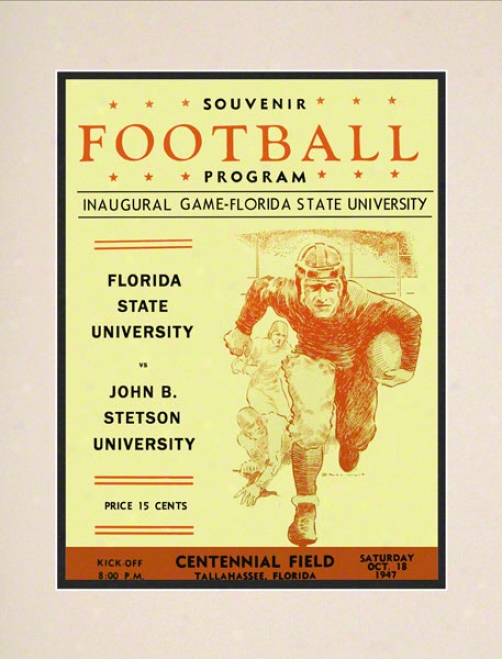 1947 Florida State First Game 10.5x14 Matted Historic Football Print