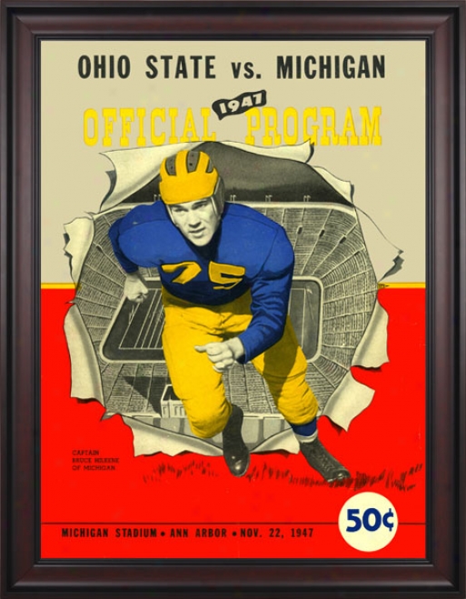 1947 Michigan Wolverinea Vs. Ohio State Buckeyes 36 X 48 Framed Canvas Historic Football Print