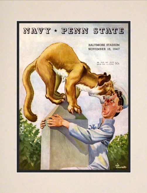 1947 Navy Midshipmen Vs Penn State Nittany Lions 10 1/2 X 14 Matted Historic Football Poster