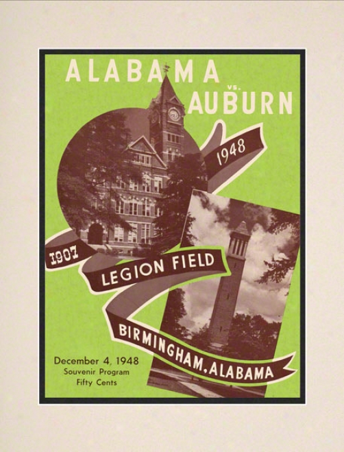 1948 Alabama Vs. Auburn 10.5x14 Matted Historic Football Print