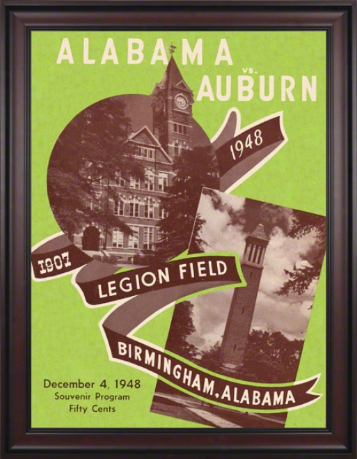 1948 Alabama Vs. Auburn 36 X 48 Framed Canvas Historic Football Print