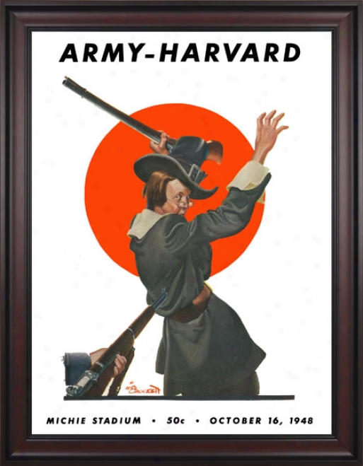 1948 Army Black Knights Vs. Harvard Crimson 36 X 48 Framed Canvas Historic Football Print