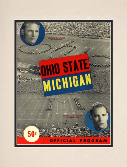 1949 Michigan Wolverines Vs. Ohio State Buckeyes 100.5x14 Matted Historic Football Print