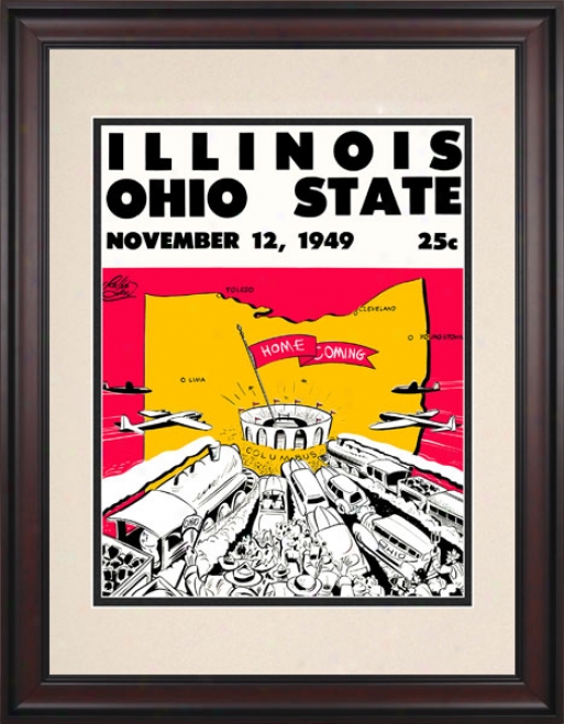 1949 Ohio State Buckeyes Vs. Illinois Contention Illini 10.5x14 Framed Historic Football Print