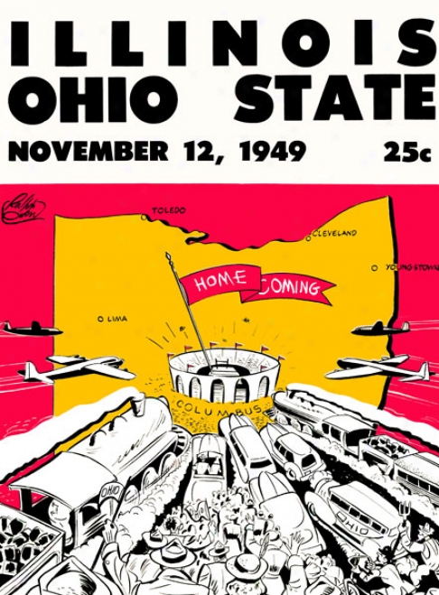 1949 Ohio State Buckeyes Vs. Illinois Fighting Illini 22 X 30 Canvas Historic Football Print