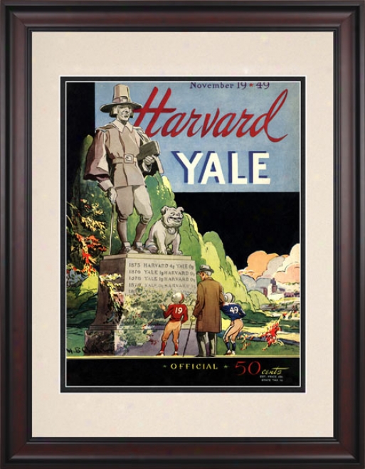 1949 Yale Bulldogs Vs. Harvard Crimson 10.5x14 Framed Historic Football Print