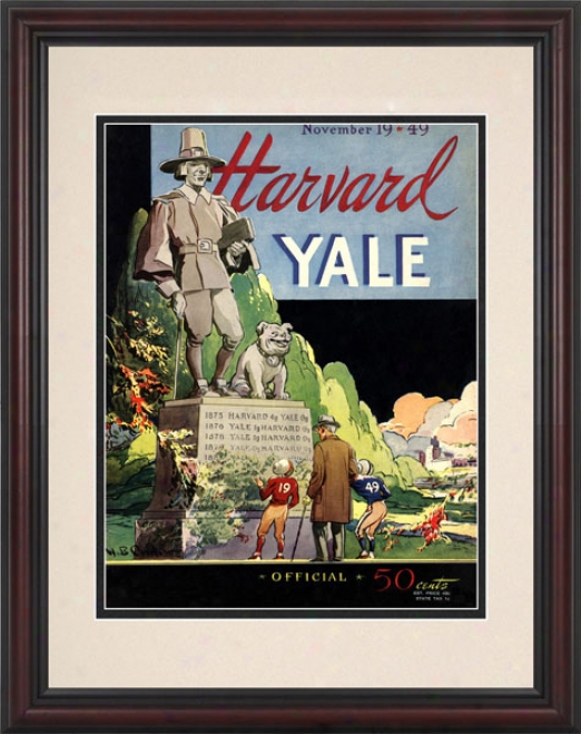 1949 Yale Bulldogs Vs. Harvard Crimson 8.5 X 11 Framed Historic Football Print