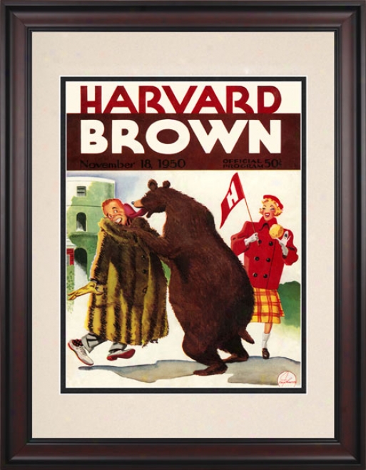 1950 Harvard Crimson Vs. Brown Bears 10.5x14 Framed Historic Football Print