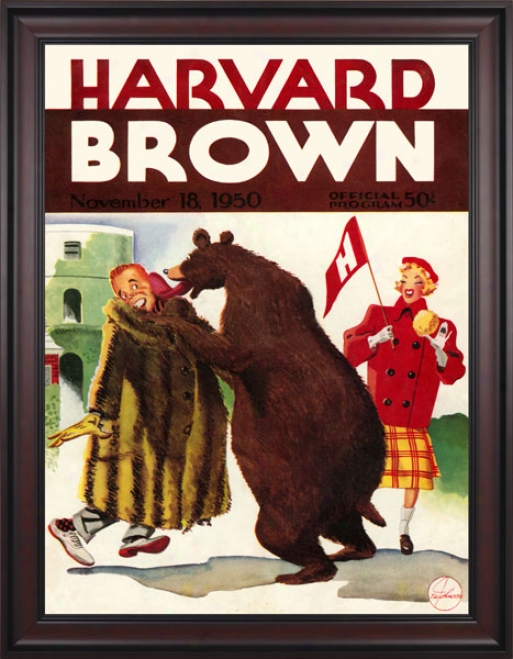 1950 Harvard Crimson Vs. Brown Bears 36 X 48 Framed Canvas Histric Football Print