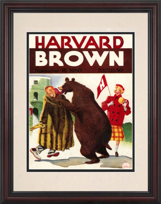 1950 Harvard Crimson Vs. Brown Bears 8.5 X 11 Framed Historic Footbali Print