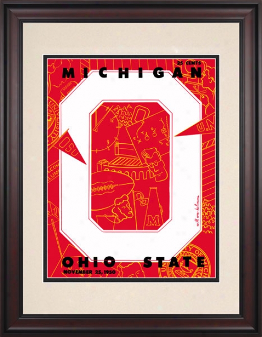 1950 Ohio State Buckeyes Vs. Michigan Wolverines 10.5x14 Framed Historic Football Print