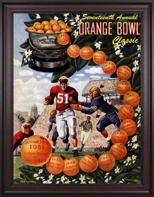 1951 Clemson Vs. Miami 36 X 48 rFamed Canvas Historic Football Print