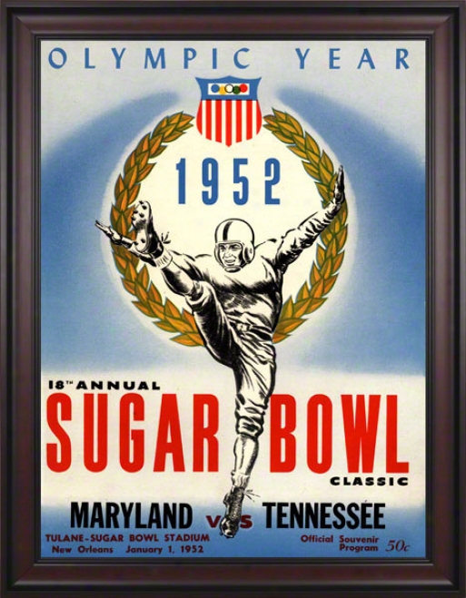 1952 Maryland Vs. Tennessee 36 X 48 Framed Canvas Historic Football Print