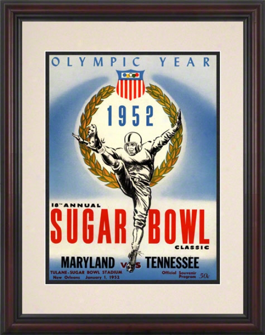 1952 Maryland Vs. Tennessee 8. 5X 11 Framed Historic Football Print