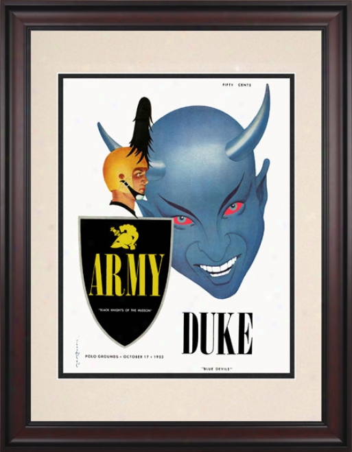 1953 Army Black Knights Vs. Duke Blue Devils 10.5x14 Framed Historic Football Print