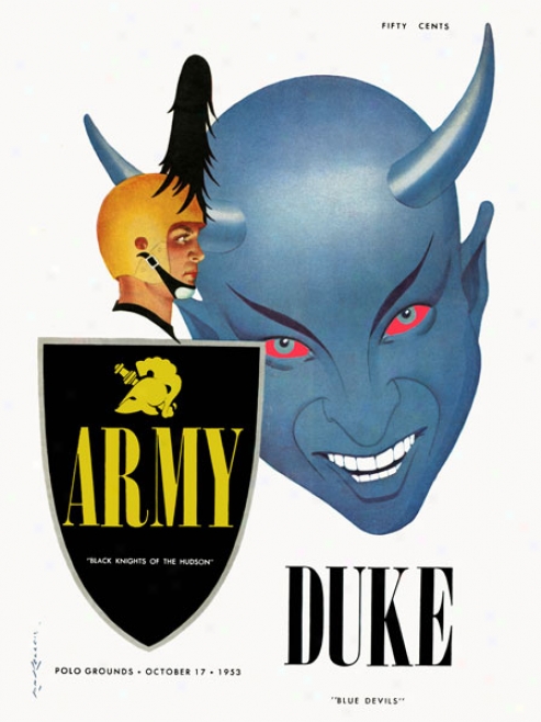 1953 Army Black Knights Vs. Duke Blue Devils 22 X 30 Canvas Hisoric Football Print