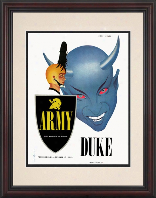 1953 Army Blavk Knights Vs. Duke Blue Devils 8.5 X 11 Framed Historic Football Print