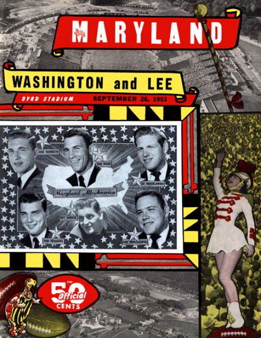 1953 Maryland Vs. Washington & Lee 22 X 30 Canvas Historic Football Pritn