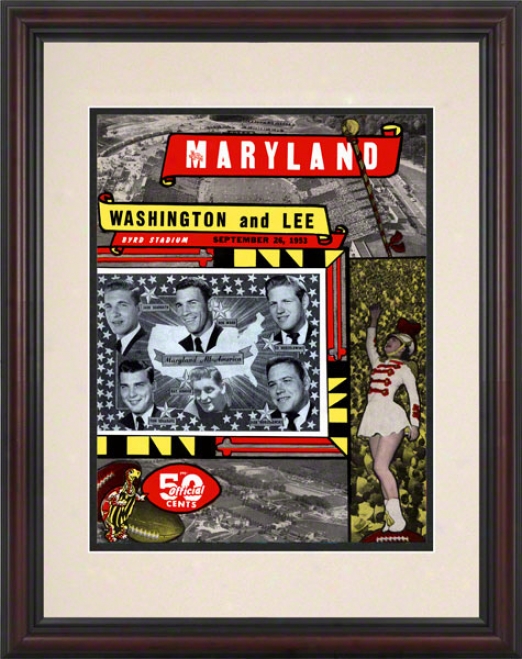 1953 Maryland Vs. Washington & Lee 8.5 X 11 Framed Historic Football Print