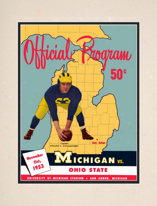 1953 Michigan Wolverines Vs. Ohio State Buckeyes 10.5x14 Matted Historic Football Print