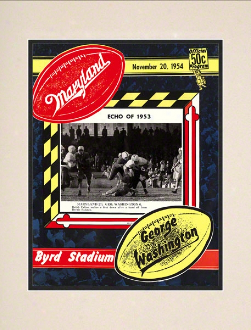 1954 Maryland Vs. George Washington 10.5x14 Matted Historic Football Print