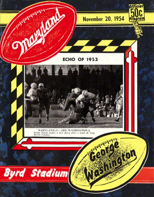 1954 Maryland Vs. George Washington 2 X 30 Canvas Historic Football Print