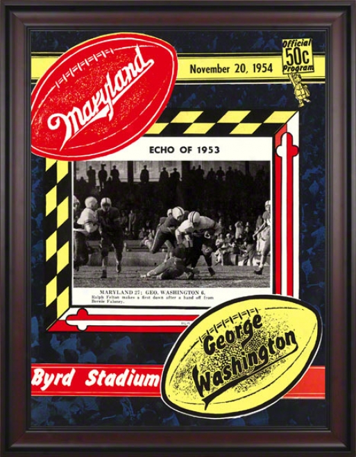 1954 Maryland Vs. George Washington 36 X 48 Framed Canvas Historic Football Print