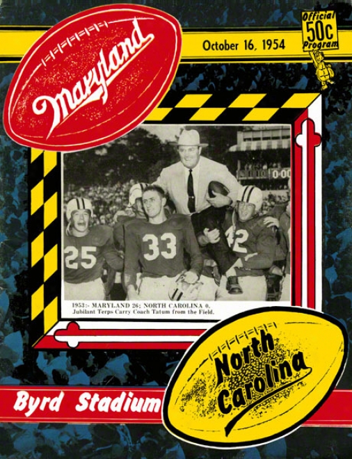 1954 Maryland Vs. North Carolina 36 X 48 Canvas Historic Football Print