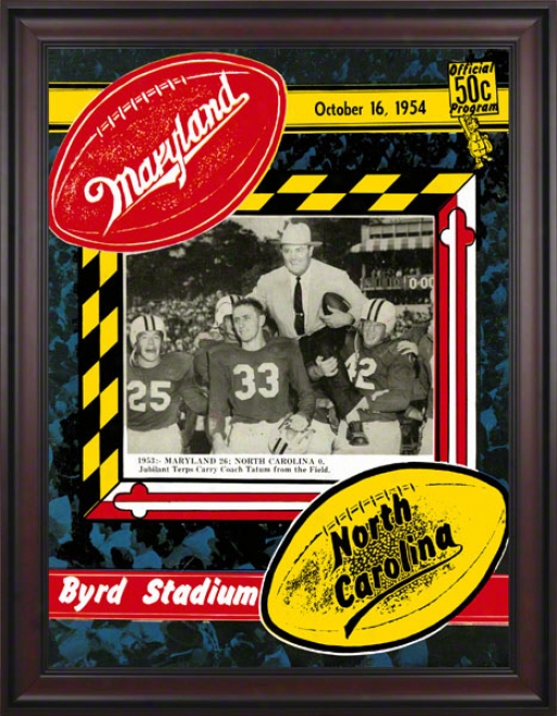 1954 Maryland Vs. Northerly Carolina 36 X 48 Framed Canvas Historic Football Print