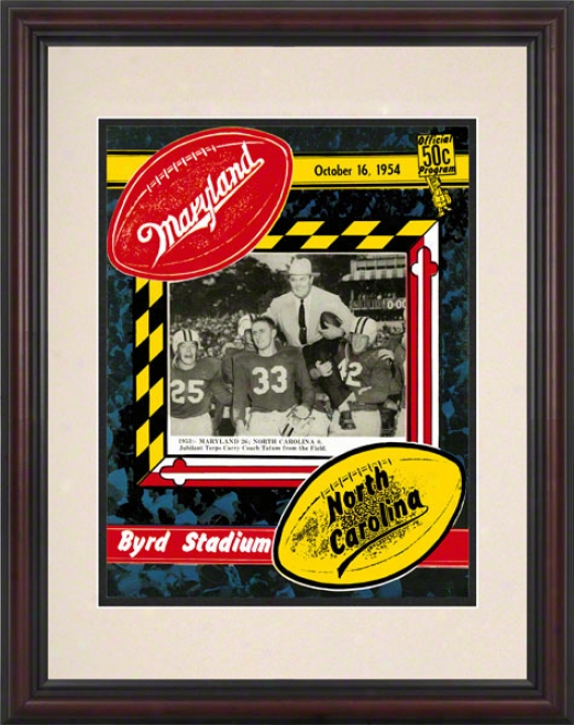 1954 Maryland Vs. North Carolina 8.5 X 11 Framed Historic Football Print