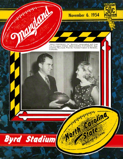 1954 Maryland Vs. North Carolina State 22 X 30 Canvas Historic Football Prunt