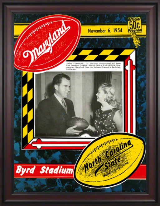 1954 Maryland Vs. Northerly Carolina State 36 X 48 Framed Canvas Historic Football Print