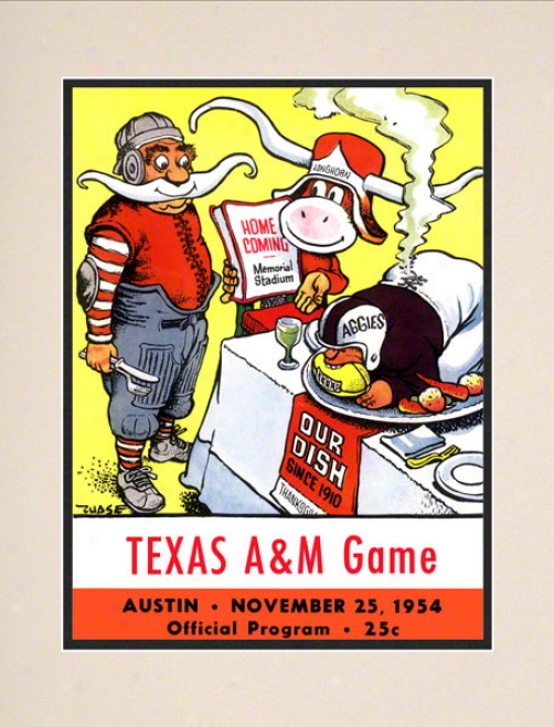 1954 Texas Vs. Texas A&m 10.5x14 Matted Historic Football Print