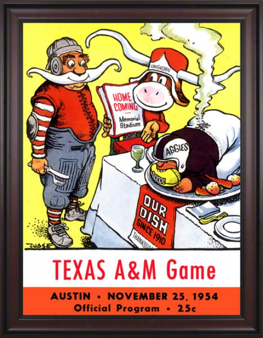 1954 Texas Vs. Texas A&m 36 X 48 Framed Canvas Historic Football Print