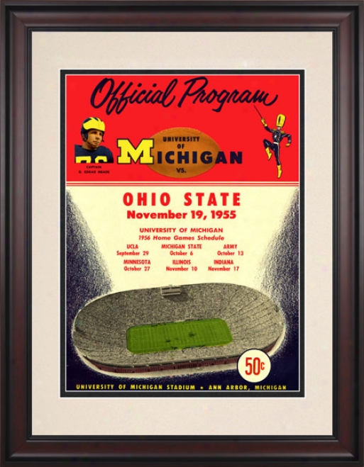 1955 Michigan Wolverines V.s Ohio State Buckeyes 10.5x14 Framed Historic Foot6all Print