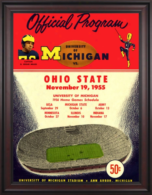 1955 Michigan Wolverines Vs. Ohio State Buckeyes 36 X 48 Framed Canvaz Historic Football Print