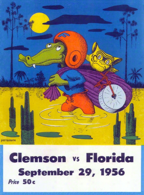 1956 Florida Vs. Clemson 22 X 30 Canvas Historic Football Print