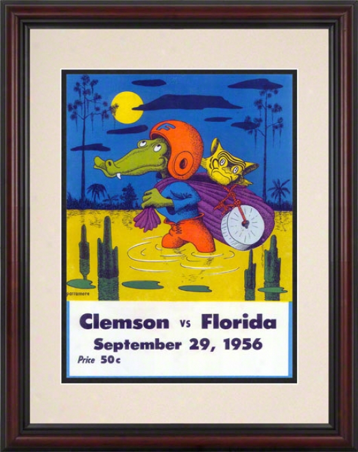 1956 Florida Vs. Clemson 8.5 X 11 Framed Historic Football Print