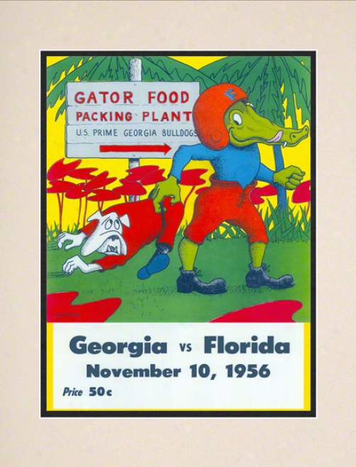 1956 Florida Vs. Georgoa 10.5x14 Matted Historic Football Print